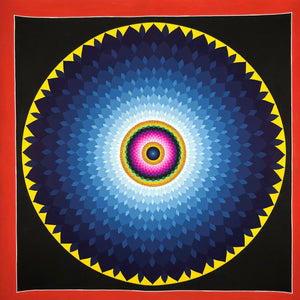 Tankha Mandala Cosmos bleu peint au Népal