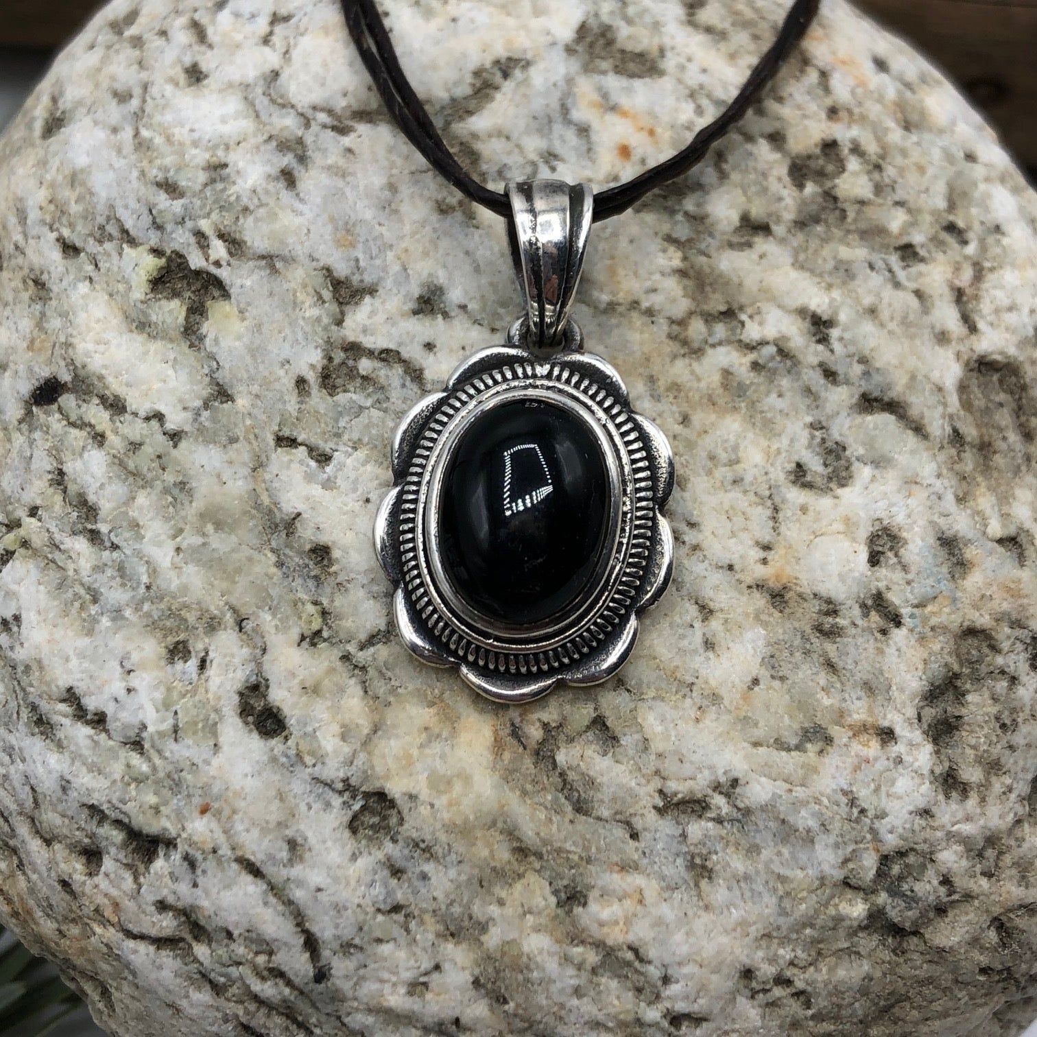 Pendentif Onyx noir argent 925 Indigo by Abbé Roads